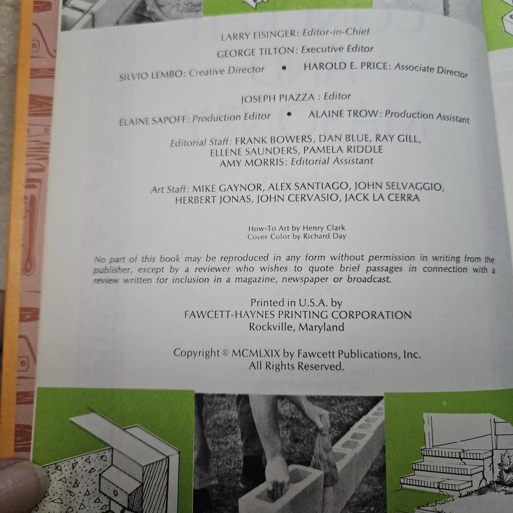 Vintage Practical Handbook Carpentry Concrete Masonry 1969 Hardcover DIY Book Se